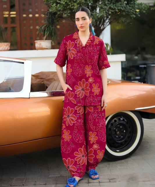 Bareeze Red Printed 2-Piece Suit