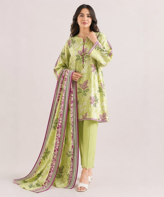 Saya Light Green 3 Piece Printed Lawn Suit