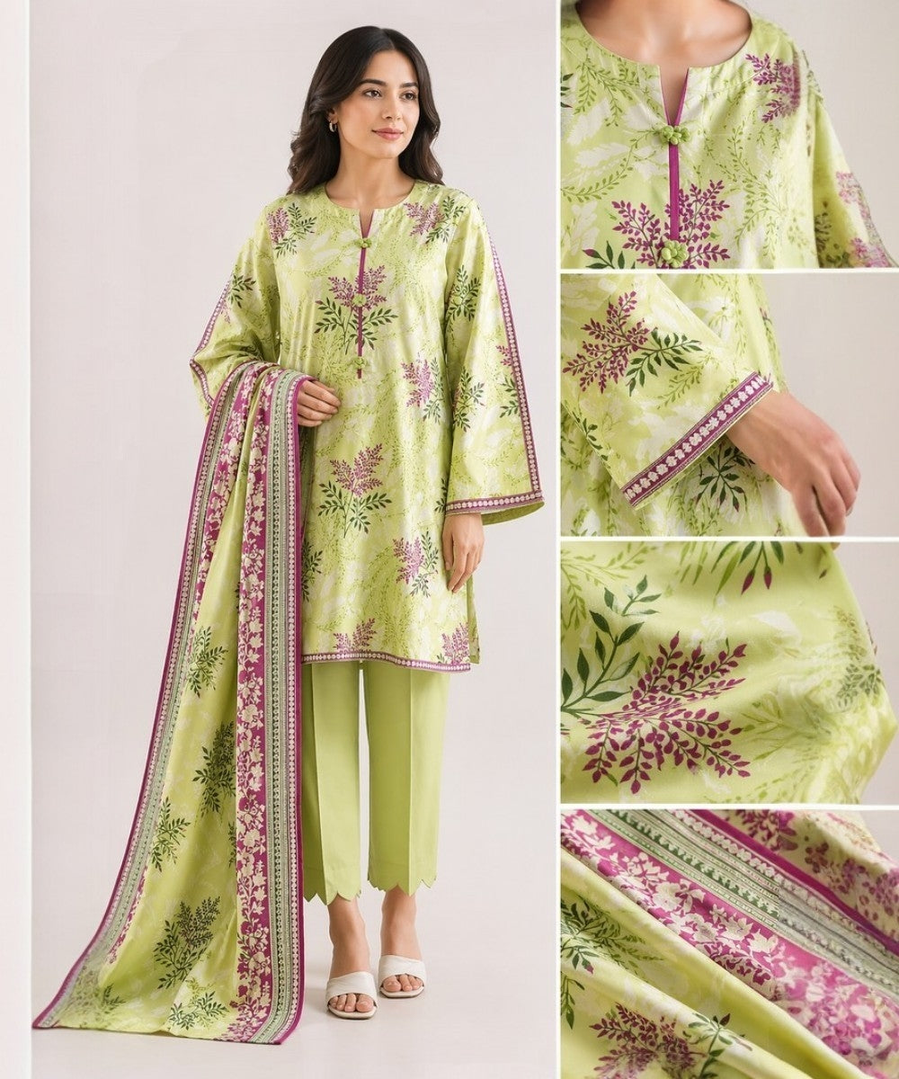 Saya Light Green 3 Piece Printed Lawn Suit