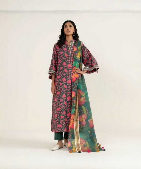 Sapphire 3 Piece Printed Lawn Suit – Soft Summer Collection