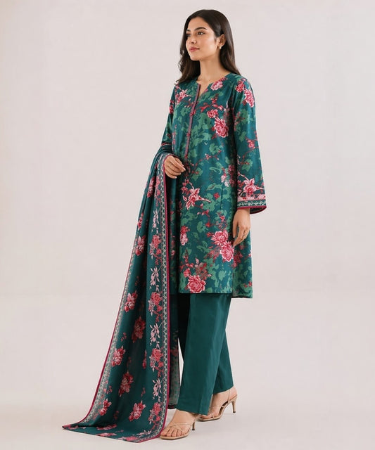 Saya Green 3 Piece Printed Lawn Suit
