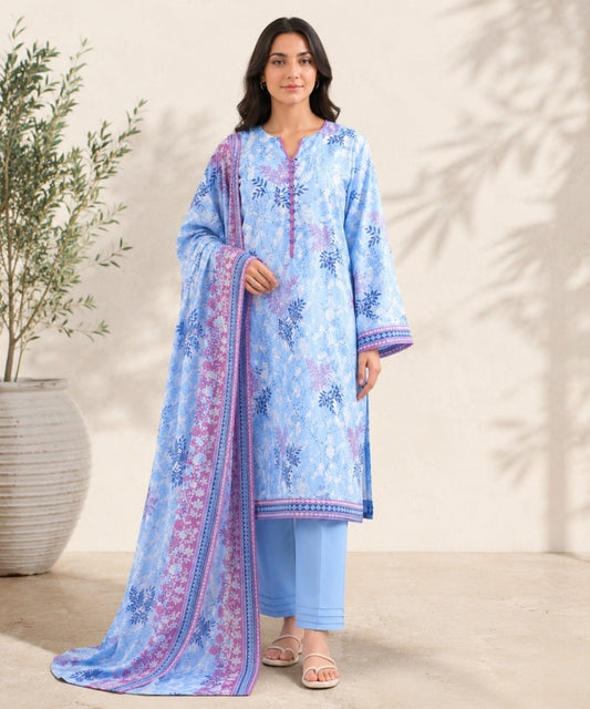 Saya Sky Blue 3 Piece Printed Lawn Suit