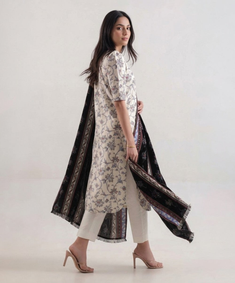 Saya White 3 Piece Printed Lawn Suit