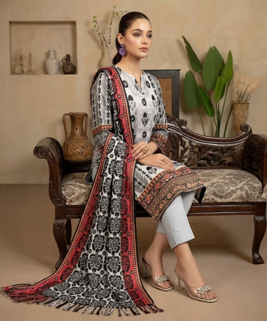 3 PIECE UNSTITCHED PRINTED LAWN SUIT