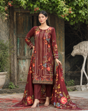 Zara Ali 3 Piece Unstitched Khaddar Suit – Winter Collection