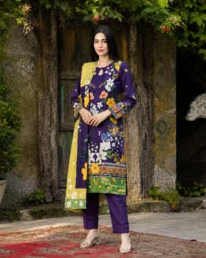 Zara Ali 3 Piece Unstitched Khaddar Suit – Winter Collection