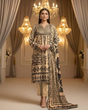 MOTIFZ 3 Piece Unstitched Khaddar Suit – Winter Collection