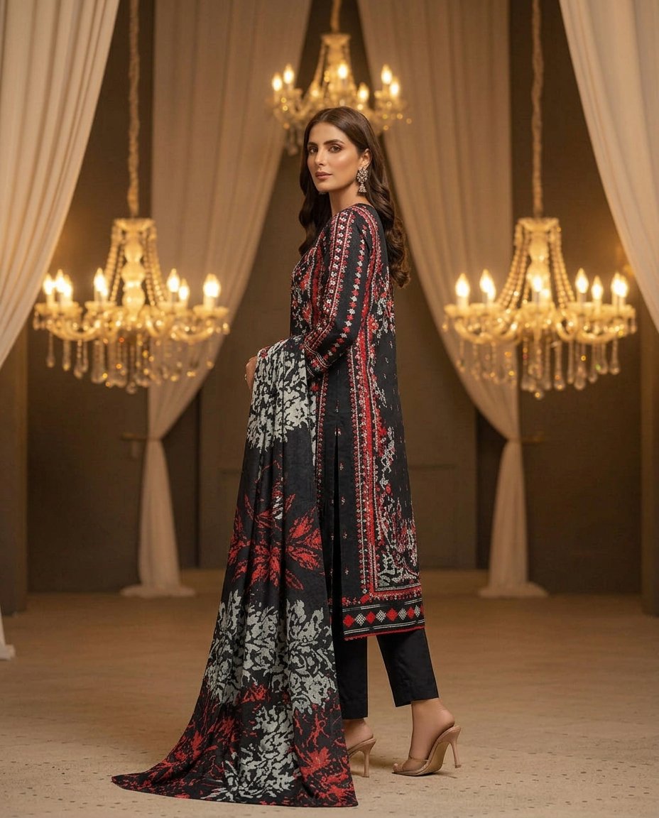 MOTIFZ 3 Piece Unstitched Khaddar Suit – Winter Collection - Image 2
