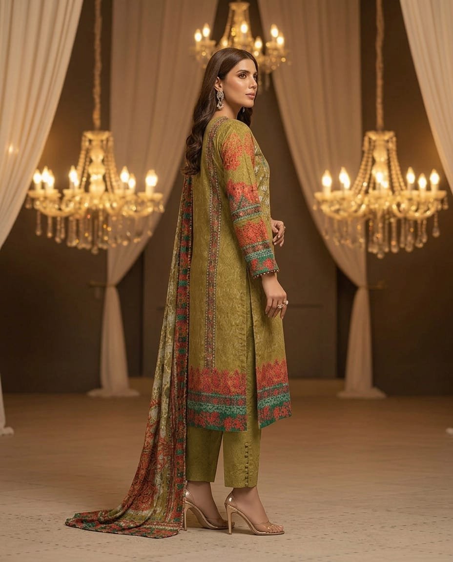 MOTIFZ 3 Piece Unstitched Khaddar Suit – Winter Collection - Image 2