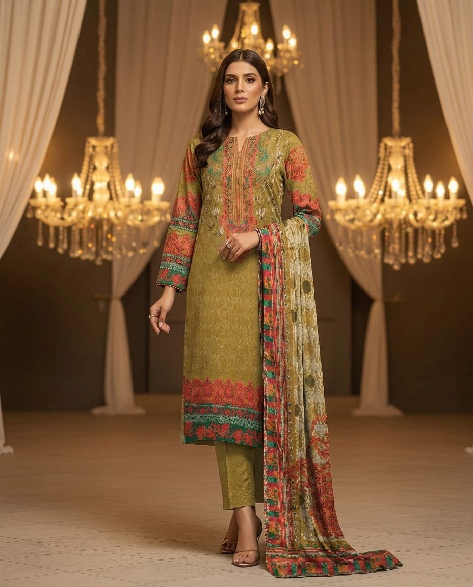 MOTIFZ 3 Piece Unstitched Khaddar Suit – Winter Collection