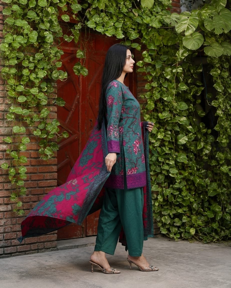 Zara Ali 3 Piece Unstitched Khaddar Suit – Winter Collection - Image 2