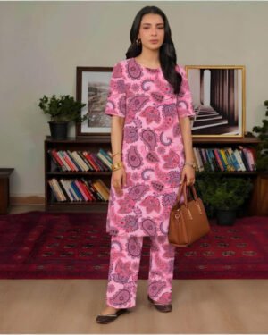 Bareeze pink Printed 2-Piece Suit