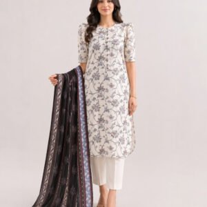 Saya White 3 Piece Printed Lawn Suit