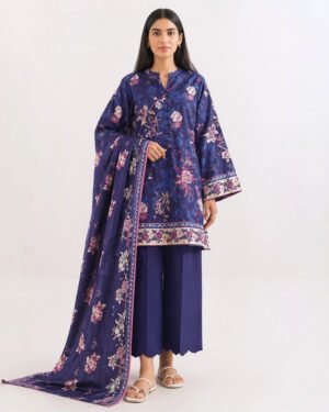 Saya Blue 3 Piece Printed Lawn Suit