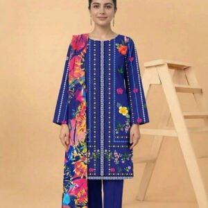 Motifz 3 Piece Printed Lawn – Elegant Blue Floral Suit