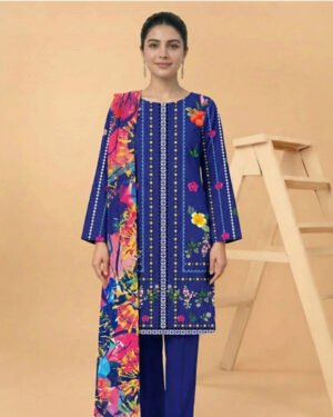 Motifz 3 Piece Printed Lawn – Elegant Blue Floral Suit