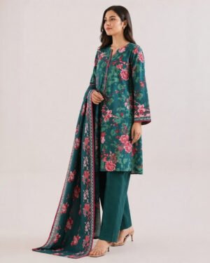 Saya Green 3 Piece Printed Lawn Suit