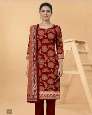 Motifz 3 Piece Printed Lawn – Elegant Red Floral Suit