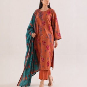 Saya Brown 3 Piece Printed Lawn Suit