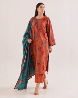 Saya Brown 3 Piece Printed Lawn Suit