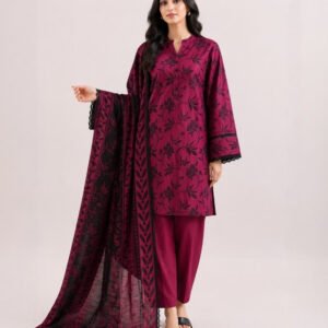 Saya Maroon 3 Piece Printed Lawn Suit